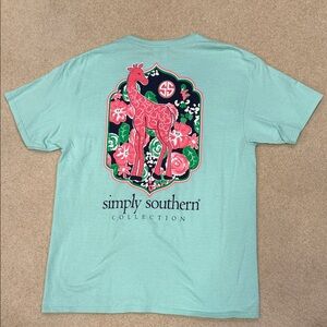 Simply Southern Mint T-Shirt with Floral Giraffe